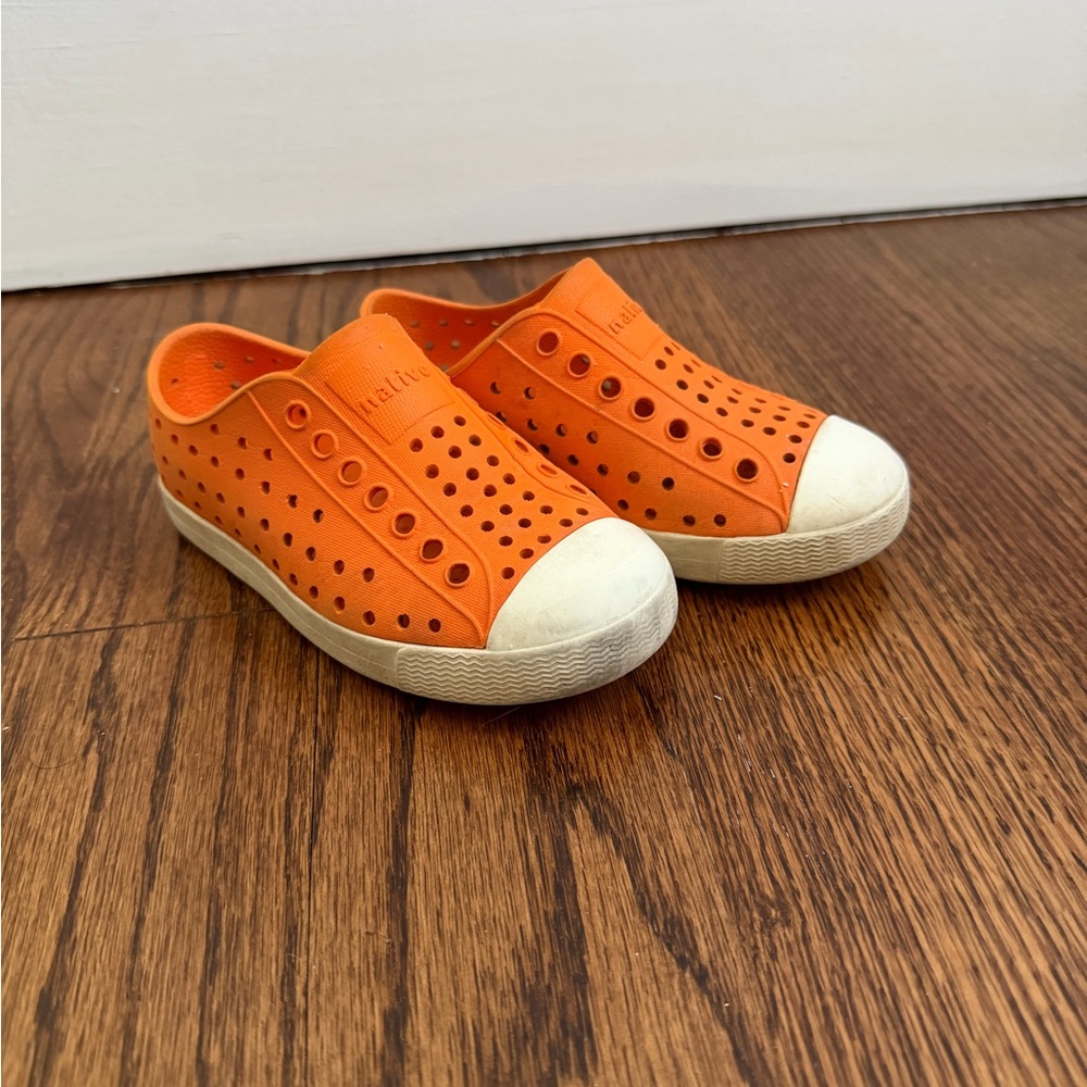 Native Kids Slip-On Water Shoes in Bright Orange with Cream Toe